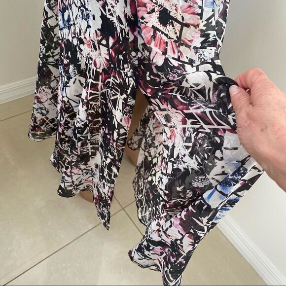 Topshop black print chiffon long boho skirt 4 - Picture 5 of 9